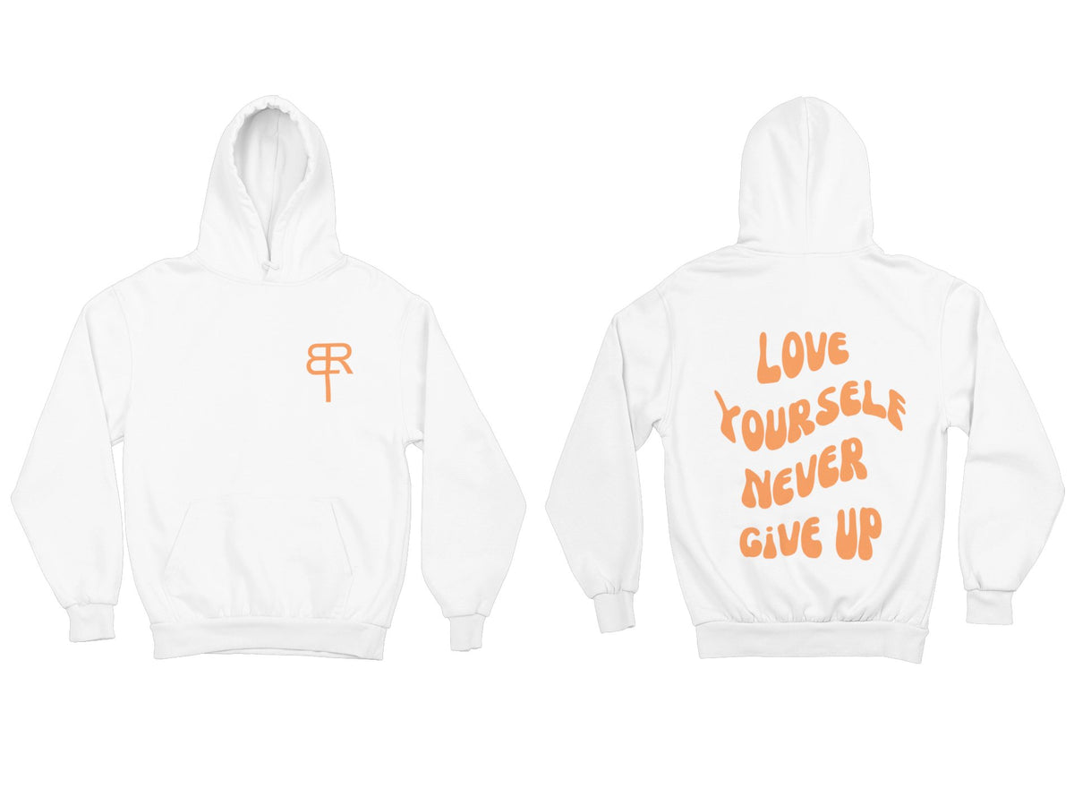 NEVER GIVE UP heavyweight pullover hoodie - Brought To Reality