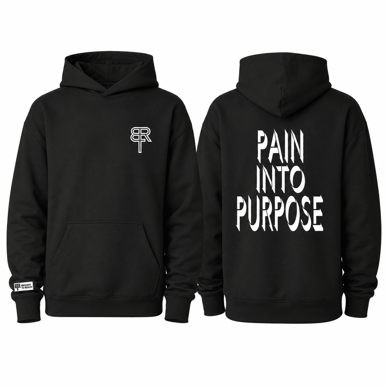 Pain into Purpose heavyweight hoodie - Brought To Reality