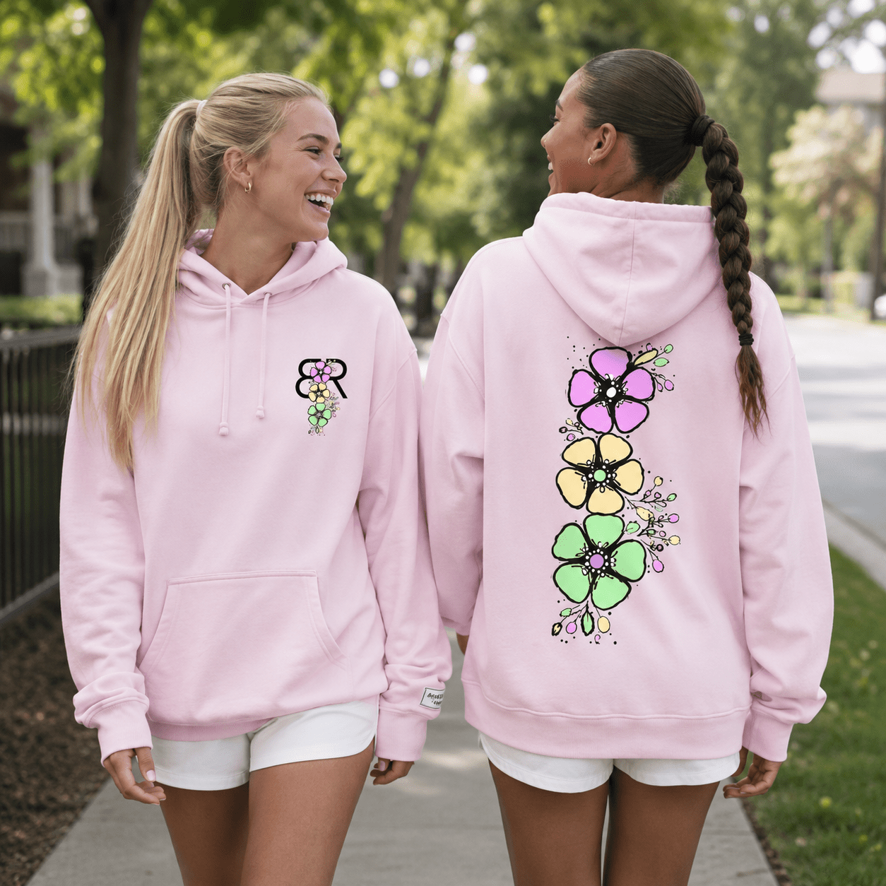 Tropical Flower midweight pullover hoodie - Brought To Reality
